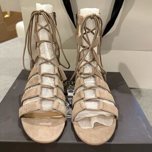 Moving sale. Vince Camuto Taupe Suede Lace-Up Gladiator Sandals